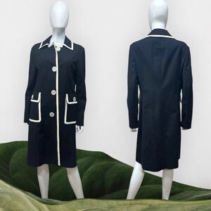 MICHAEL Michael Kors Black Trench Coat with Off-White Trim [PP442]